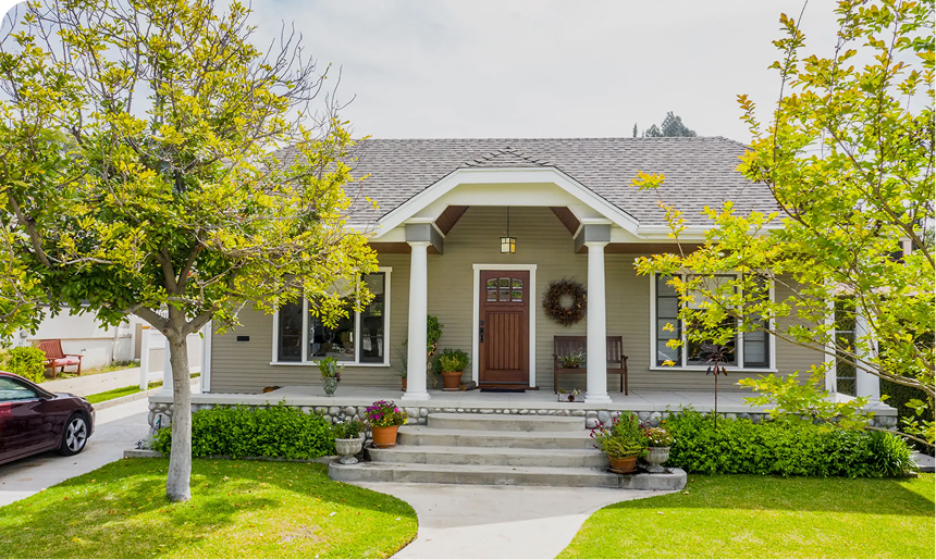Cozy house with front porch and garden